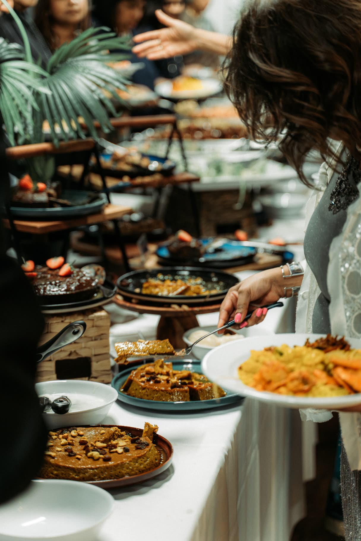 Dessert & Sweet Table — Watalappan, Chocolate & Fresh Fruit catered by Pranitha Foods Catering