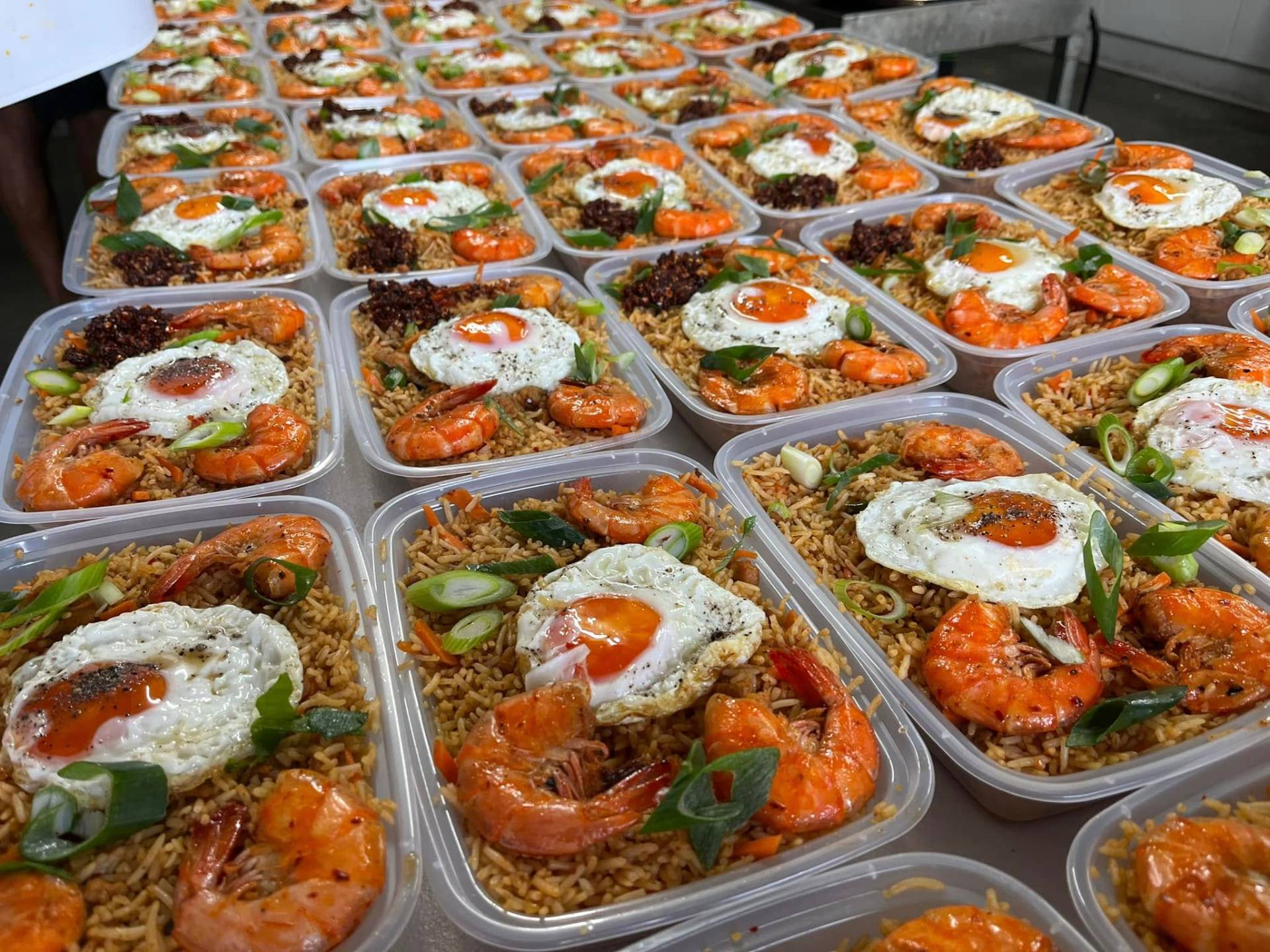 1000 Packet Nasi Goreng Order — 1,000 Pax · Prawn Nasi Goreng with Fried Egg & Chilli Sambol catered by Pranitha Foods Catering